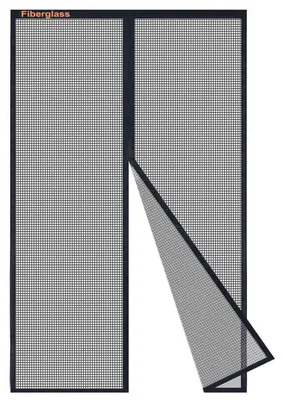 Productafbeelding van Vliegenhor voor balkondeur, 95x210 cm, zwart, glasvezel, met magneten, zonder boren