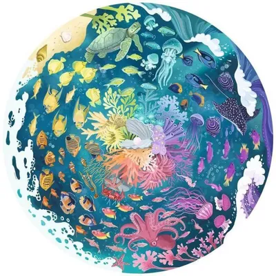 Immagine prodotto di 500-piece round Ocean puzzle. Circle of Colors. Adult Puzzles. from 12 years old. 17170. Ravensburger