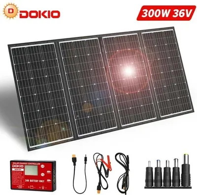Produktbild von Tragbares Solarpanel - Faltbar flexibel 4-teilig - 295W 18V - Monokristallin - Wasserdicht - Für Camping Wohnmobil Boot