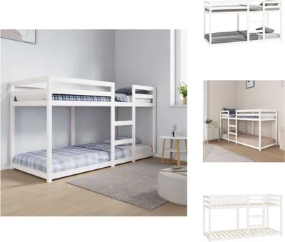 Produktbild von vidaXL Etagenbett Weiß 80x200 cm Massivholz Kiefer -  Betten & Bettgestelle