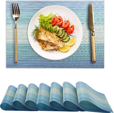 Produktbild von 6er Set Platzsets rutschfest Abwaschbar Tischmatten aus PVC Abgrifffeste Hitzebeständig Tischsets Schmutzabweisend und Waschbare Platz-Matten