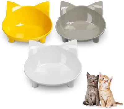Immagine prodotto di Set Kattenkommen - Tappetini antiscivolo - 3 pezzi - Grigio, bianco, giallo - Per gatti