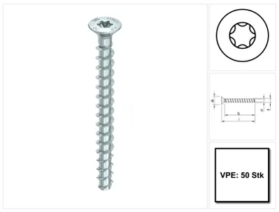 Produktbild von HECO-MMSplus-F 7,5x 60/ 5/ 25 T-40 zn-bl