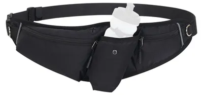Produktbild von Uni-Gürteltasche mit verstellbarem Bund und Trinkflaschenfach, Outdoor-Sport-Gürteltasche, geräumige Brust-Gürteltasche für Männer und Frauen, Wandern, Laufen, Farbe: Schwarz