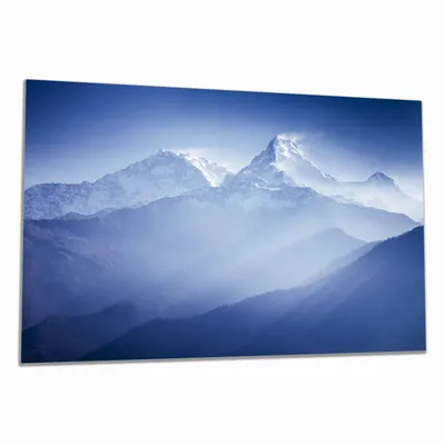 Produktbild von Wallario Herdabdeckplatte aus Glas, Größe 80 x 52 cm 1-teilig, Motiv Sonnenaufgang  in  den  Bergen