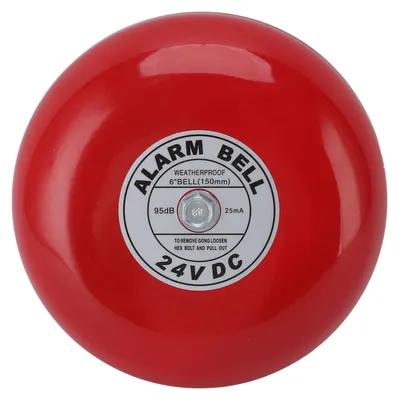 Immagine prodotto di Campanello di allarme antincendio da 6 pollici, impermeabile, portatile, in lega di alluminio, 24 V, con cavo, 95 dB, campanello di sicurezza ad alto volume per scuole, abitazioni, fabbriche