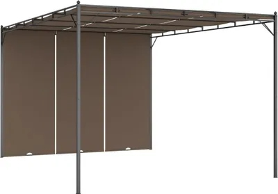 Produktbild von vidaXL Gartenpavillon mit Seitenvorhang 4x3x2,25 m Taupe
