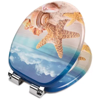 Produktbild von WC Sitz STARFISH ON THE BEACH Strand Toilettensitz Softclose MDF Muscheln