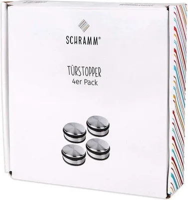 Produktbild von Famanu Türstopper 4 Stück aus massivem Edelstahl mit Gummiring - Silber