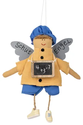 Produktbild von Schutzengel aus Stoff & Metall 18 cm Glücksbringer für Kinder & Erwachsene