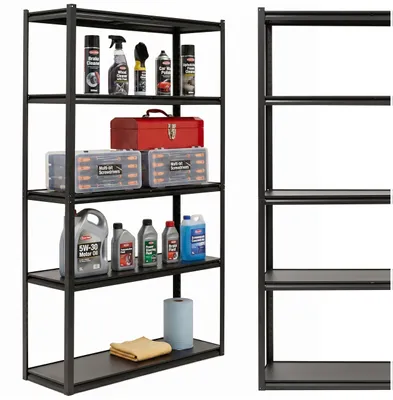 Productafbeelding van Stellingkast - Opbergrek - 750 kg - Draagkracht - Zwart - 5 Etages - 200x120x40 cm