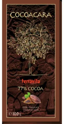 Productafbeelding van Terravita Cocoacara, pure chocolade met 77% cacao, 100 gram