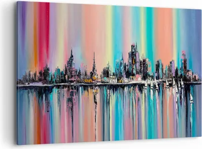 Produktbild von Bild auf Leinwand - Leinwandbild - Stadt Aussicht Wasser - 120x80cm - Wand Bild - Wanddeko - Leinwanddruck - Bilder - Kunstdruck - Wanddekoration - Leinwand bilder - Wandkunst - AA120x80-3439
