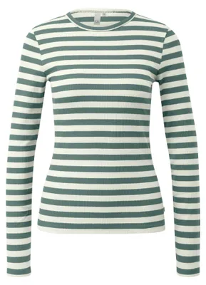 Produktbild von s.Oliver Damen Longsleeve mit Ripp-Struktur und schlanker Passform