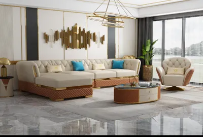 Produktbild von Sofa Garnitur Eckgarnitur Ledersofa Ecksofa Polster Polster Couch Wohnlandschaft