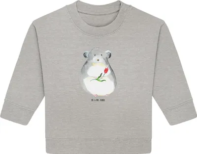 Produktbild von Mr. & Mrs. Panda Organic Baby Pullover Chinchilla Blume 12. - 18. Monat - Heather Grey - Geschenk, Chinchillas, Bullover, Büro, Chaos, Lustige Sprüche, Kummer
