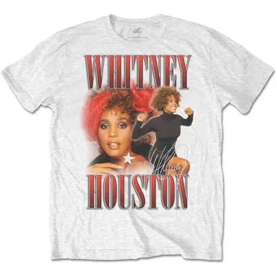 Imagen del producto de Camiseta oficial de la banda de Whitney Houston | Homenaje a los años 90, color blanco, talla S