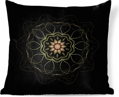 Produktbild von MuchoWow® Zierkissen Sofakissen Wohnzimmer Dekokissen 40x40 cm Ein Mandala vor schwarzem Hintergrund - Foto Kissen - Schlafzimmer Dekoration
