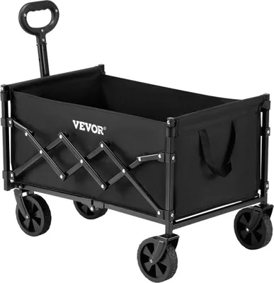 Produktbild von Zusammenklappbare Wagen 120 l & 225 lbs Hochleistungs-Klappwagen für den Garten, schwarz