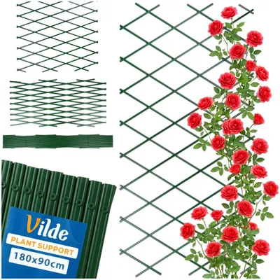 Obrázok produktu pre Vilde | Mriežka na rastliny rozťahovacia 180 x 90 cm - odolná voči počasiu - zelená - na pnúce rastliny a ruže
