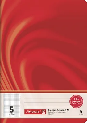 Image de BRUNNEN 104570502 Cahier d'écolier Vivendi A5 quadrillé 5 mm, l. 5 rouge