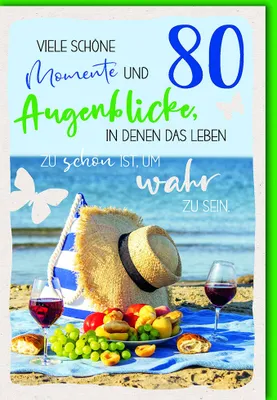 Produktbild von 80. Geburtstag - Glückwunschkarte im Format 11,5 x 17 cm mit