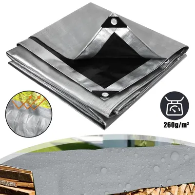 Obrázok produktu pre Veľká plachta – HDPE materiál – Vodotesná – 260 g/m² – Zosilnené oká – UV ochrana – Vhodná na kemping, do záhrady a na stavby