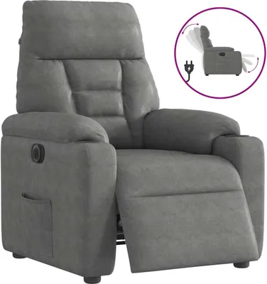 Imagen del producto de Sillón reclinable eléctrico, color gris oscuro, tejido de microfibra