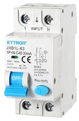 Obrázek produktu pro JISTIČ S DIFERENČNÍM VYHRAZENÍM ETTROIT 1P+N, jmenovitý proud 40 A