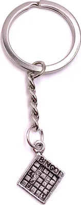 Produktbild von Onwomania Schlüsselanhänger Bingo Spiel Brettspiel silber Metall Anhänger Charm