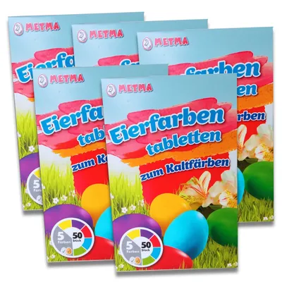 Produktbild von SET - 5er itenga Eierfarbe zum Kaltfärben 5 Tabletten blau gelb grün rot violett