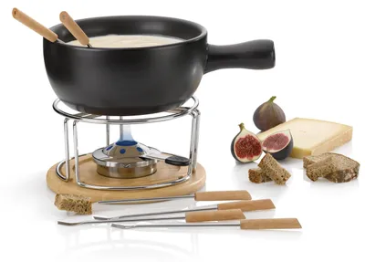 Produktbild von Kela Käsefondue-Set Natura Keramik schwarz 20,5cm 21,5cmØ 1l, 61306