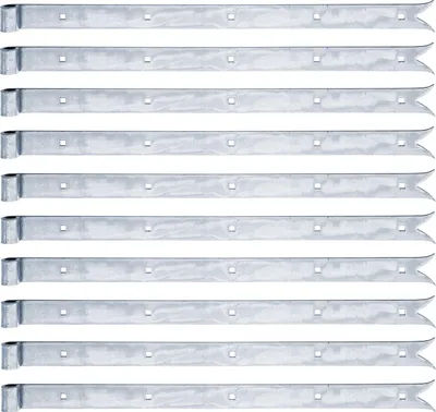 Zdjęcie produktu dla Alberts 862534 Zawias żaluzjowy, prosty, końcówka karpiowa, ocynkowany na niebiesko, rolka Ø14 mm, rozmiar 600 x 35 mm, zestaw 10 szt