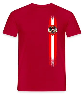 Produktbild von Spreadshirt Österreich Streifen Wappen Vintage Männer T-Shirt, M, Rot