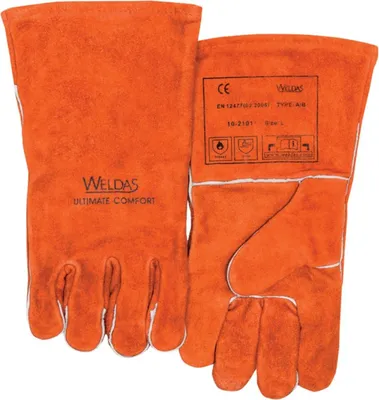 Produktbild von Schweißerhandschuhe Gr.L (9) rot Rindspaltleder EN 388,EN 12477 WELDAS