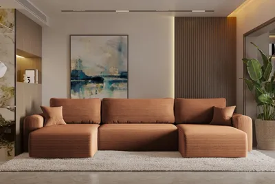 Produktbild von Ecksofa mit schlaffunktion und bettkasten, Sofa U-form, Couch U-form CAPRI Poso Kupfer