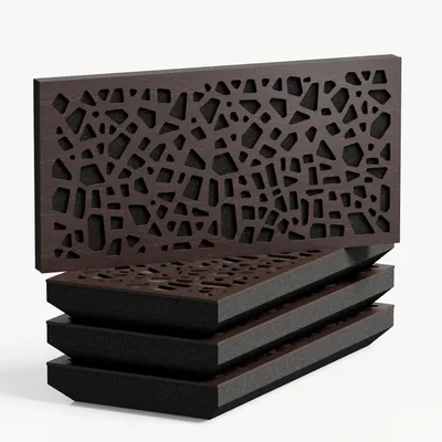 Obrázok produktu pre 4-balenie – Úzky akustický difúzny panel pohlcujúci zvuk | 25 x 50 cm | Difúzia – odraz – zvuková izolácia [P32-H – 53 mm | Wenge]