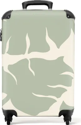 Produktbild von NoBoringSuitcases.com® Koffer Handgepäck Trolley Rollkoffer Kleine Reisekoffer mit 4 Rollen - Monstera - Blätter - Grün - Pflanzen - Cabin Size < 55x40x23 cm & 55x40x20 cm - Fotokoffer - Kabinenkoffer - BoardgepäckHandgepäck Koffer 55x35x20 cm, 36L,