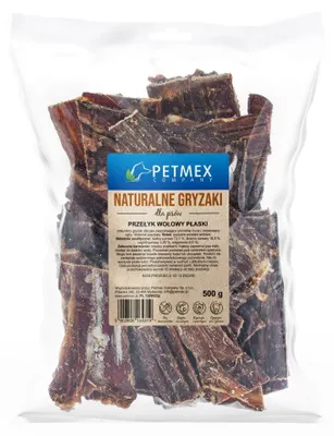 Zdjęcie produktu dla Petmex Przełyk Wołowy Płaski 500g Gryzak Naturalny Przysmak Dla Psa