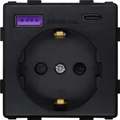 Produktbild von Steckdoseneinsatz 230V schwarz FastCharge USB AC RTX SH
