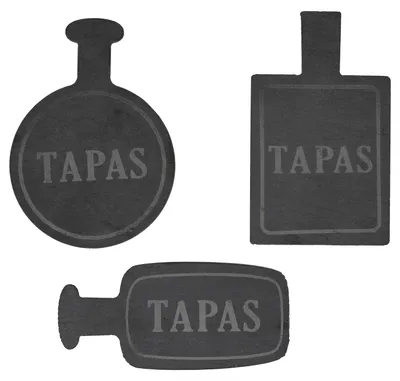 Produktbild von 3er Set Tapas Schieferbretter Schriftzug 3 Formen Antipasti Käseplatte