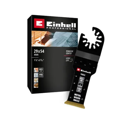Produktbild von Original Einhell Bi-Metall Tauchsägeblatt titanbeschichtet (29 mm Breite, 54 mm Eintauchtiefe, PTFE-Finishing, Metallverzahnung, Schnellwechselfunktion)