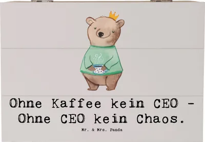Produktbild von Mr. & Mrs. Panda Box CEO ohne Chaos 22 x 15 cm - Grau Pastell - Geschenk, schatztruhe, Exekutivverantwortung, Führungsposition, Schatulle, Kiste, Truhe, Berufsalltag