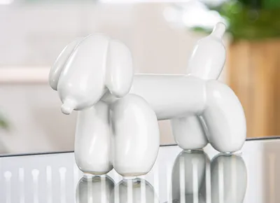 Produktbild von Gilde Figur, Dackel, Waldi Ballonhund, Ballonhund, Keramik, weiß, VE 2 Höhe: 10.00 cm Breite: 20.50 cm Tiefe: 10.00cm 58582