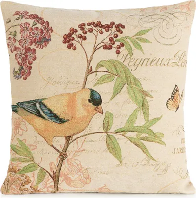 Immagine prodotto di EUROFIRANY | Copricuscino - 45 x 45 cm - copricuscino beige con motivo di uccelli - Gobelin