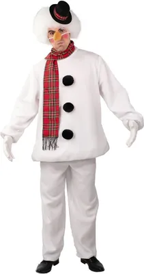 Schneemann Kostüm Mr. Frosty für Herren Gr. 50-60 weiß Winter Fasching Karneval Mottoparty Paarkostüm Weihnachten