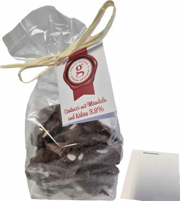 Produktbild von Gisellas Bottega Cantucci mit Mandeln und Kakao (250g Packung) + usy Block