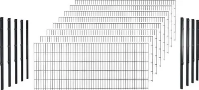 Produktbild von Doppelstabmattenset Typ 6/5/6 inkl Pfosten mit Flachhalter 143 cm x 20 m, anthrazit