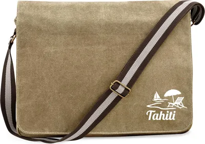 Produktbild von Huuraa Umhängetasche Tahiti Inselmotiv Französisch-Polynesien 14 Liter Sahara Canvas Laptoptasche Geschenkidee