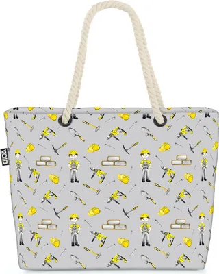 Produktbild von VOID Bauarbeiter Werkzeug Kinder Strandtasche Shopper 58x38x16cm 23L XXL Einkaufstasche Tasche Reisetasche Beach Bag